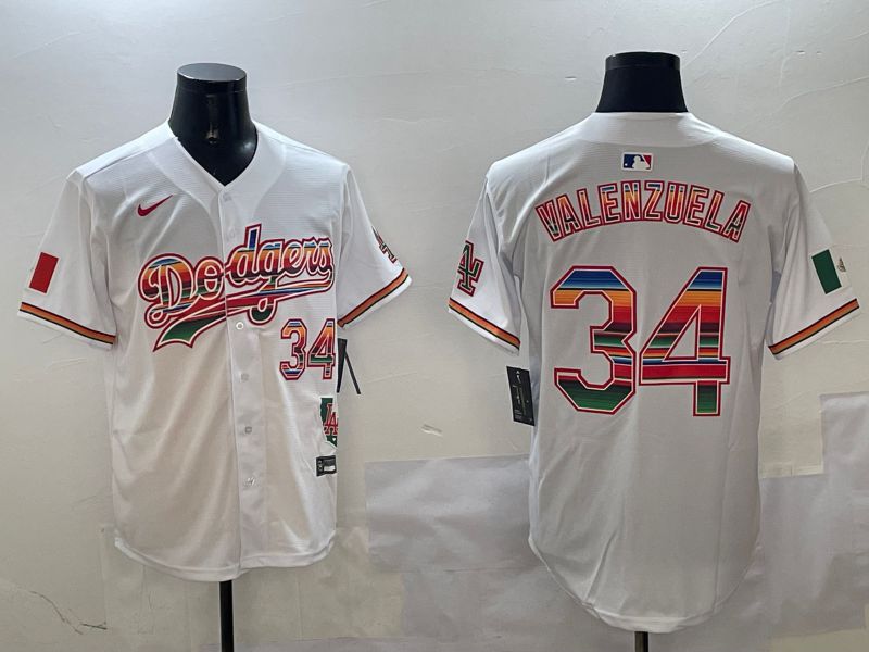 Men Los Angeles Dodgers 34 Valenzuela White Fashion Game 2025 Nike MLB Jersey style 3125